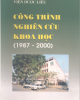 Ebook Công trình nghiên cứu khoa học (1987 - 2000) - TS. Nguyễn Thượng Dong